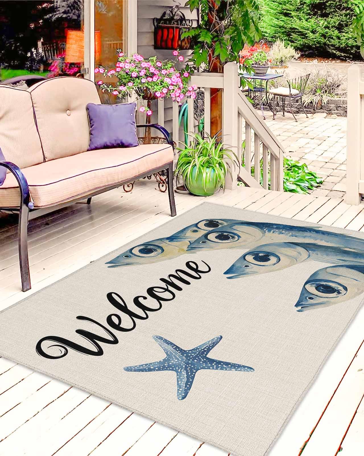 Amazon.com: nqOlkjepod Outdoor Rug 6x9 Ft, Ocean Fishes Large Area
